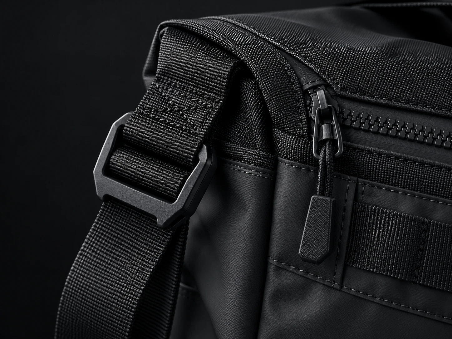 Reinforced bag hardware and stitching detail — technical sewing, one of the product categories a line can be built around