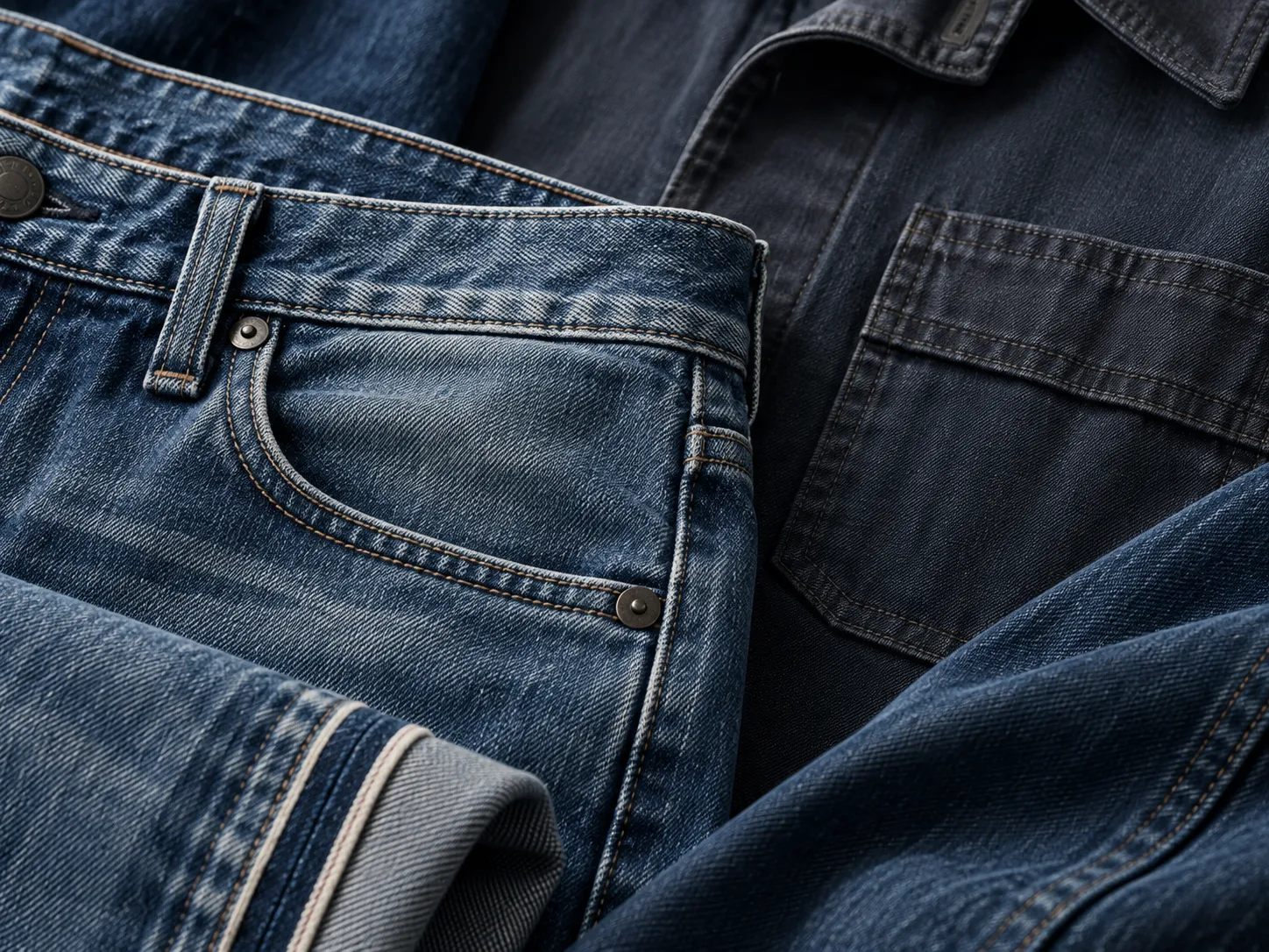 Denim seam detail — the heavier material the JACK 2002G is built to handle